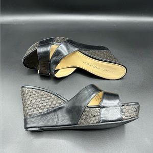 Marc Fisher black leather upper wedge shoe